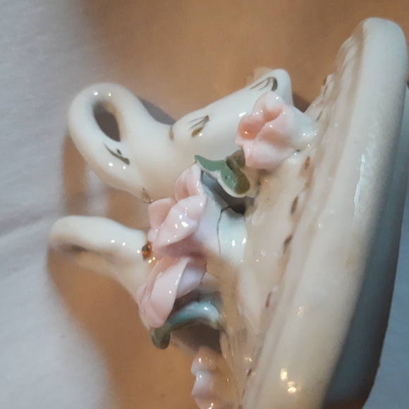 Swan Birds Floral Heart Trinket Box Vintage - Picture 9 of 13